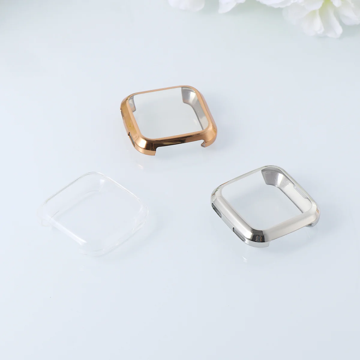 3 ชิ้น Tpu หนาทนทานป้องกันรอยขีดข่วนฝาครอบป้องกันสำหรับนาฬิกาอัจฉริยะเข้ากันได้กับฟิตบิท(สีเงินใสโรส