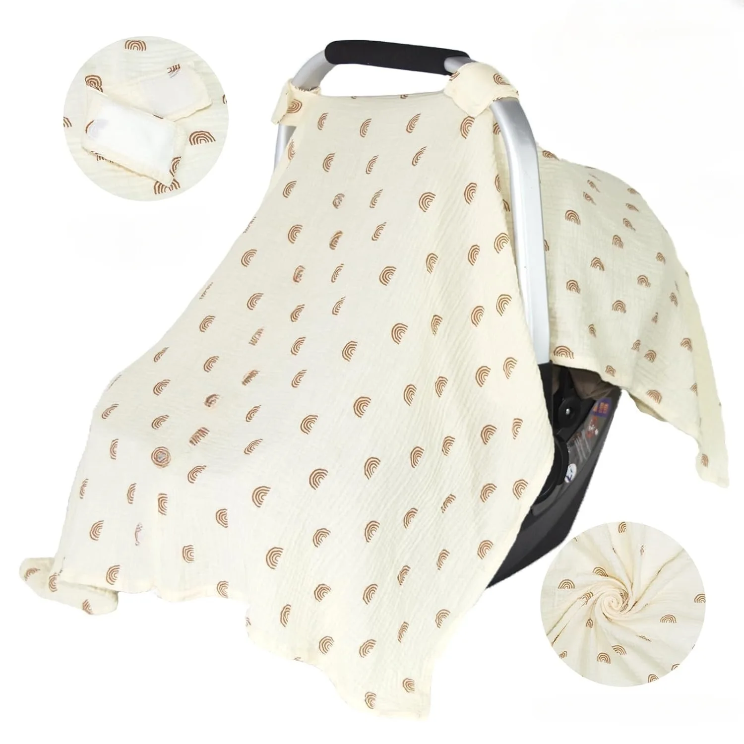 Capa para carrinho de bebê, cobertores de algodão macio para carrinho de bebê, assento de segurança, toalha de enfermagem, guarda-sol, itens de cama para bebê