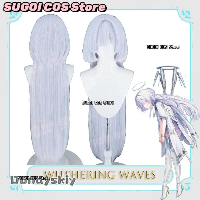 

SUGOI COS@game Wuthering Waves Lynae Cosplay Wig Center Part Layered Gradient Inverted C-line Cosplay Wig Long Gray Hair