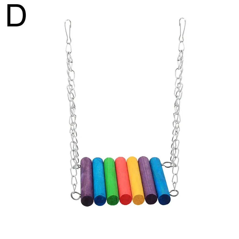 Juguete para masticar pájaros y loros de madera, cuerda de algodón, puente para morder, jaula para entrenamiento de pájaros, cacatúas, juguetes, columpios rasgados, suministros, accesorios H M2J5