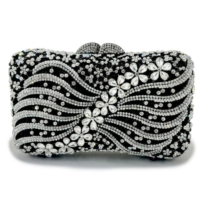 Luxury Pink Bow Rhinestone Evening Clutch for Women, Sparkling Crystal Formal Party Wedding Purse Handbag