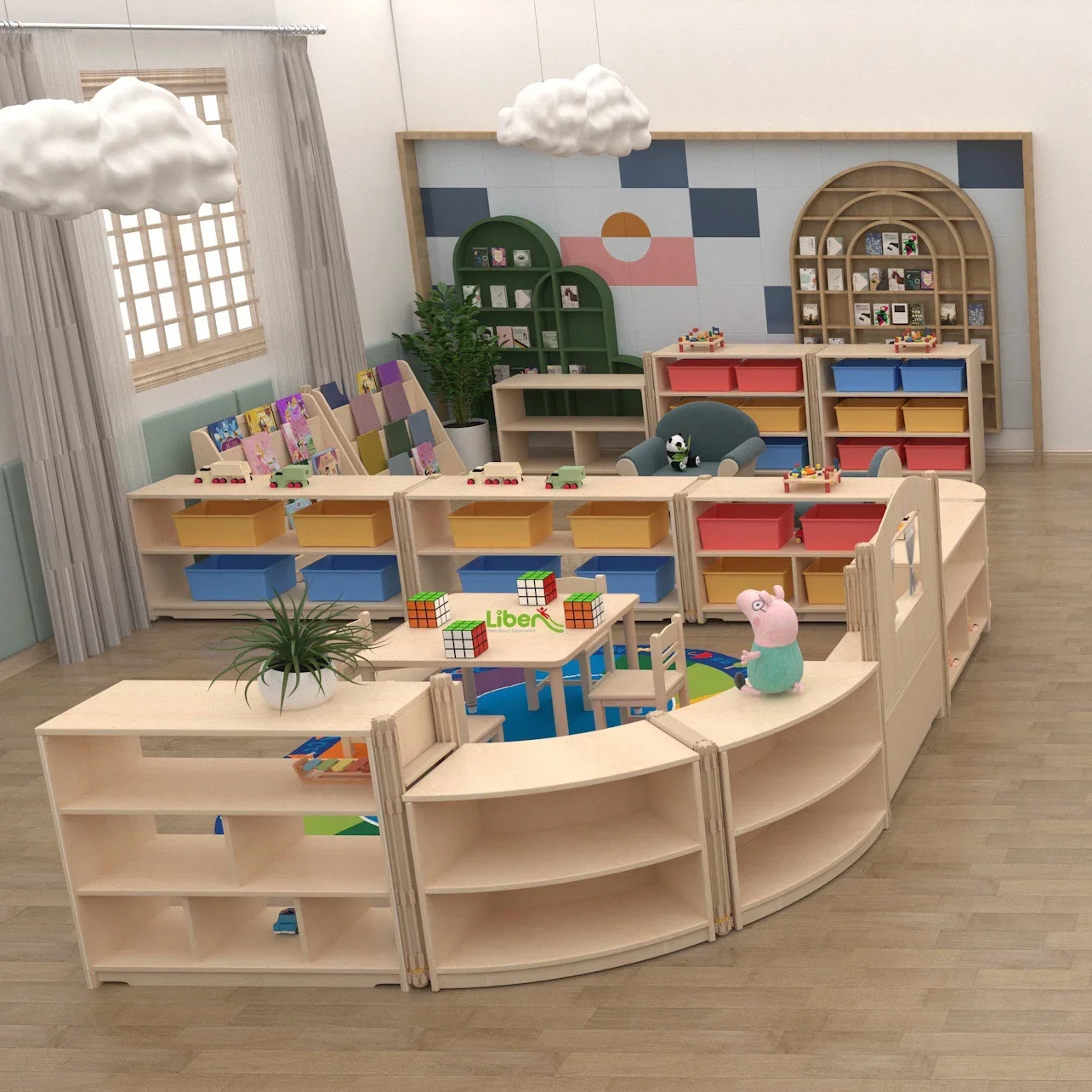 2026 commercial daycare school sets kids role play room furniture wood