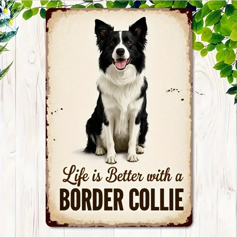 Arte de Pared Metálico 2D Retro Mascota, Decoración Acogedora para Zonas de Descanso y Locales Gastronómicos