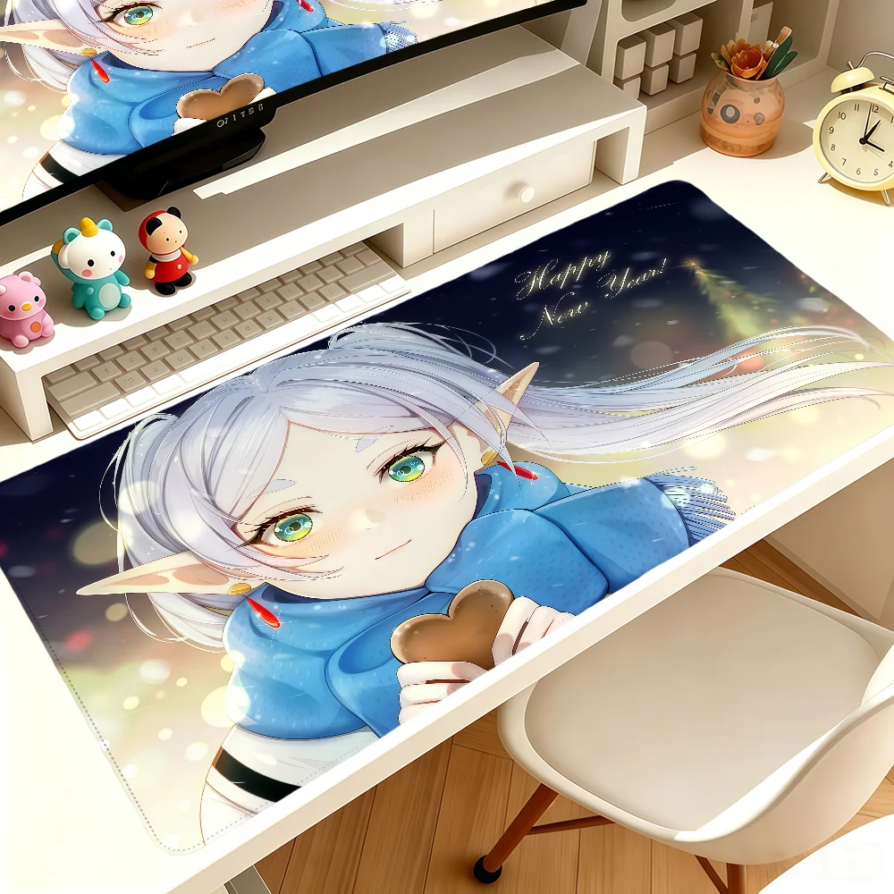 Anime Cute F-Frieren Mouse Pad Large Non-slip Lockedge Desktop Computer Desk Mat Keyboard Writing MousePad Office Gamer Student