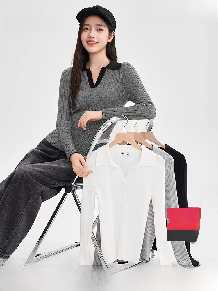 

Облегающий вязаный свитер Ne, базовый слой, женская футболка с модным дизайном, осень 2021, футболка Happin Long Sve Crew Ne Top