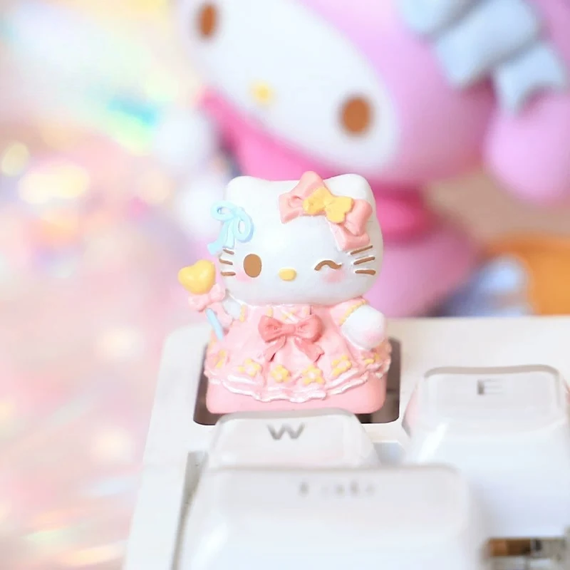 Personality Keycaps Customized Pink KT Cinnamoroll Cute Three-dimensional DIY Cartoon Kawaii Lovely Birthday Gift Send To Friend