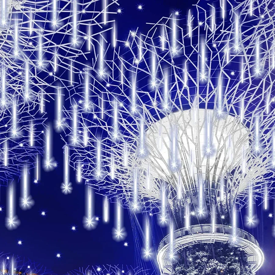 

Thrisdar Meteor Shower Rain Drop Lights 50cm 288 LED Waterproof Snowfall Icicle String Lights for Wedding Christmas Garden Decor