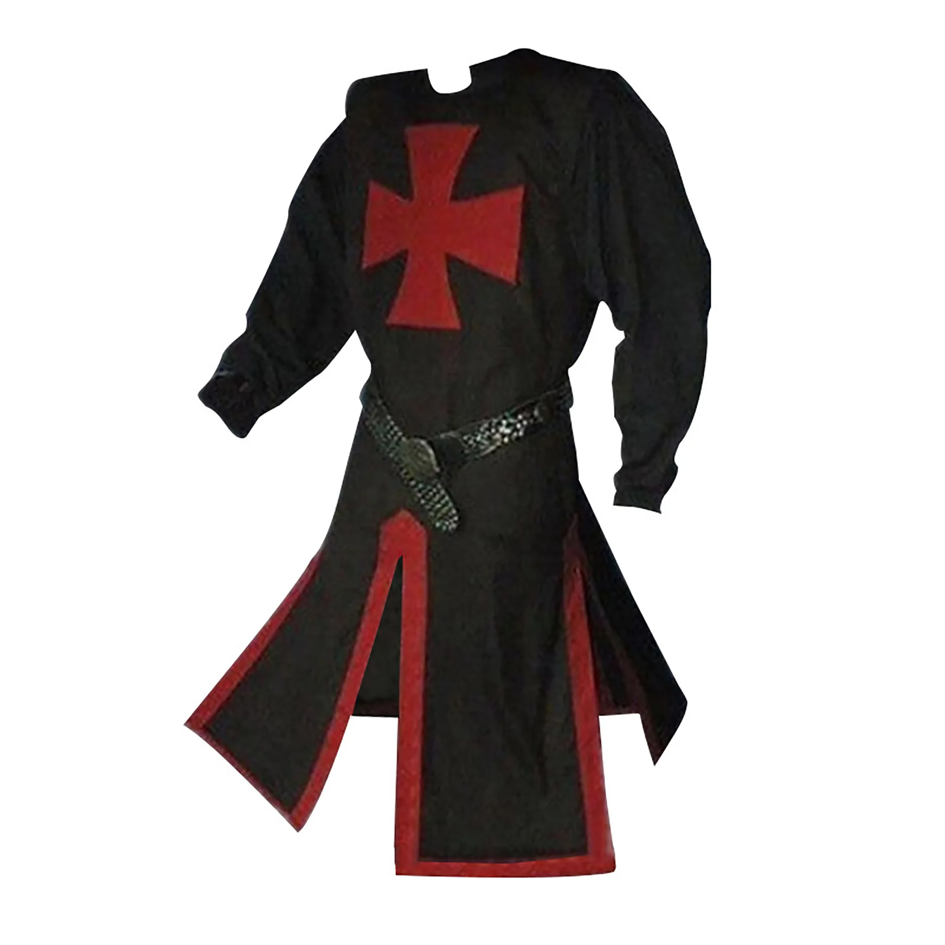 Fato anime templário masculino, fantasia de Halloween, túnica medieval com top split