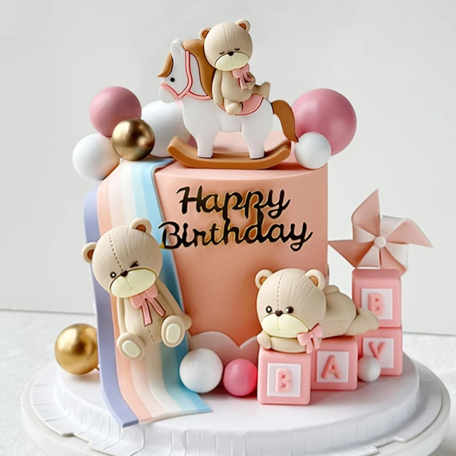 لافينتي الفاخرة الوردي الدب كعكة الديكور الطفل الدب استحمام الطفل كعكة توبر الدببة كعكة الديكور كعكة عيد ميلاد الديكور #2
