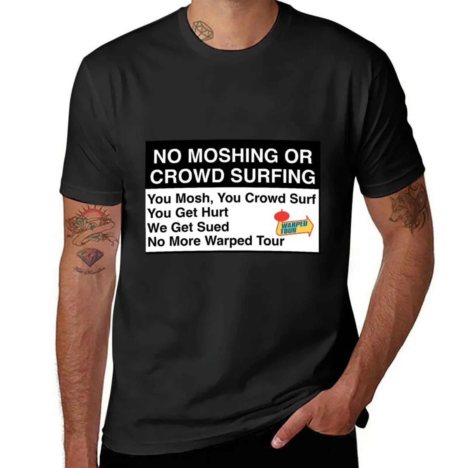 WARPED TOUR NO MOSHING SIGN T-Shirt blacks for a boy summer clothes kawaii clothes tshirts for men