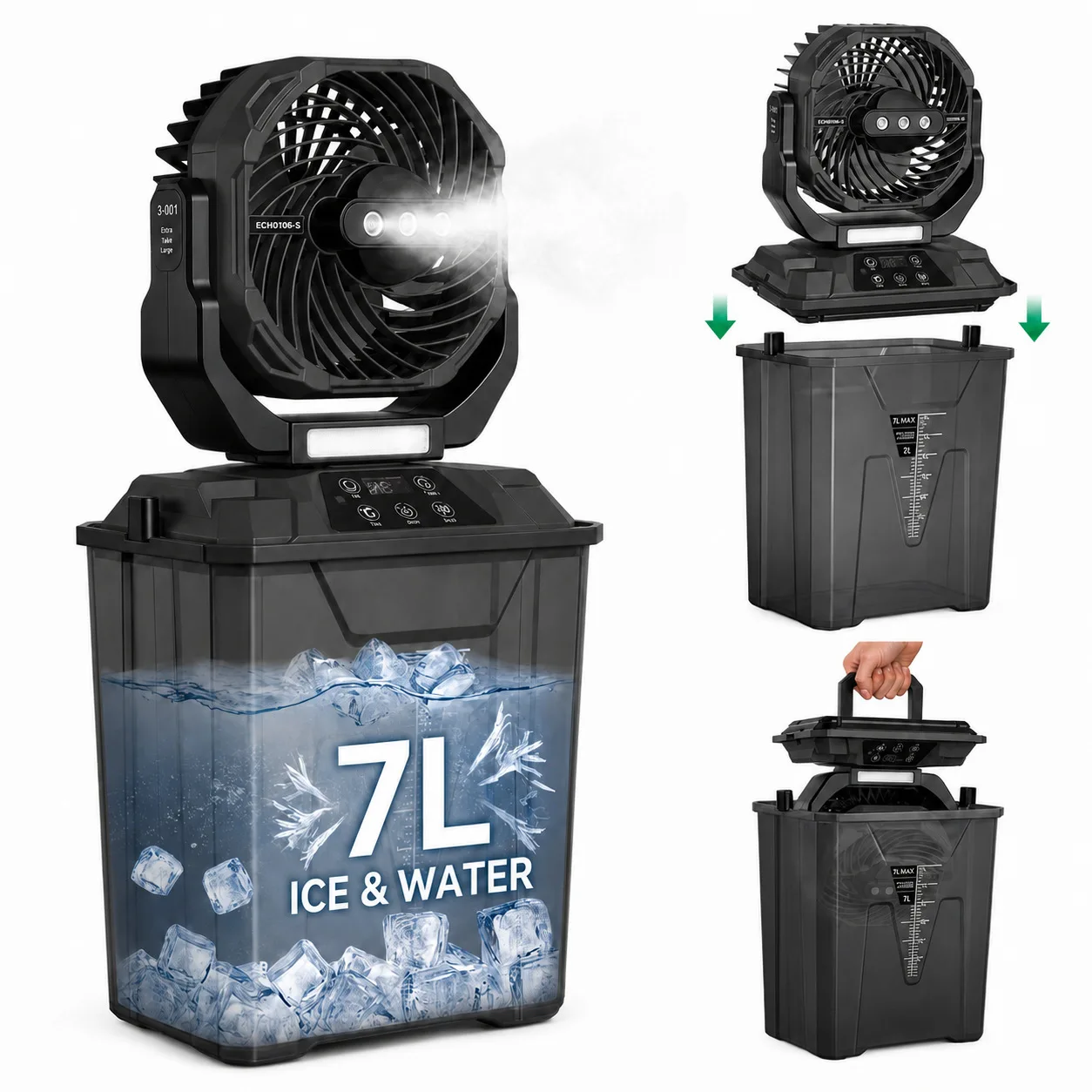 Camping fan light high wind long battery life rechargeable night fishing lighting suspension