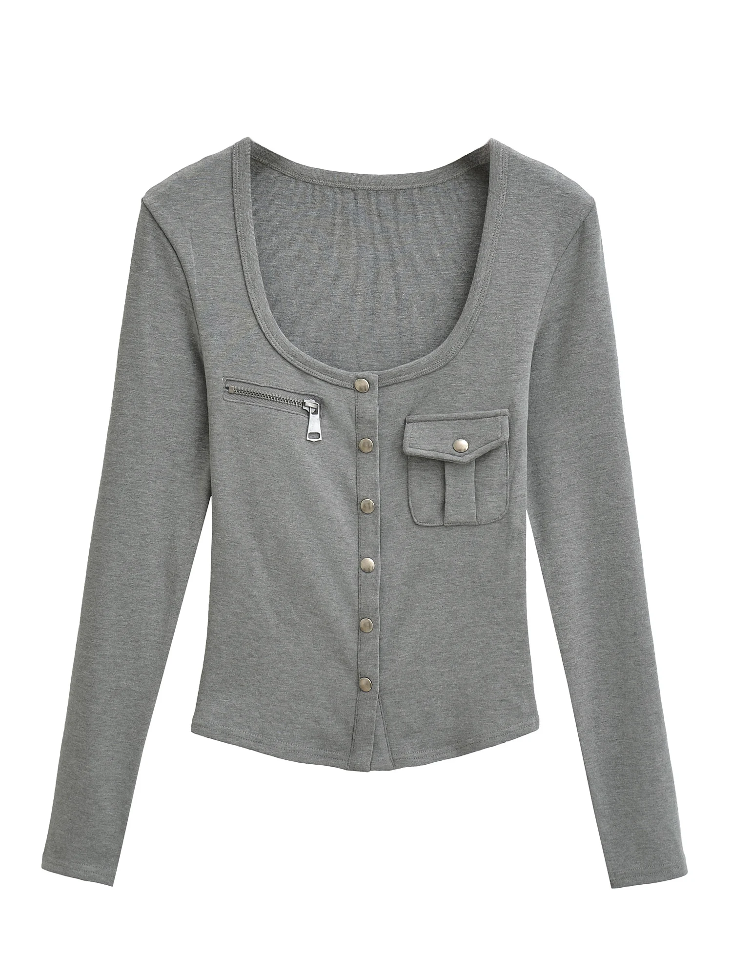 الرجعية الأمريكية سليم صالح طويل Sve تي شيرت المرأة ey U-Ne زر التخسيس الراقية قاعدة irt Faionable oulder-Length #1