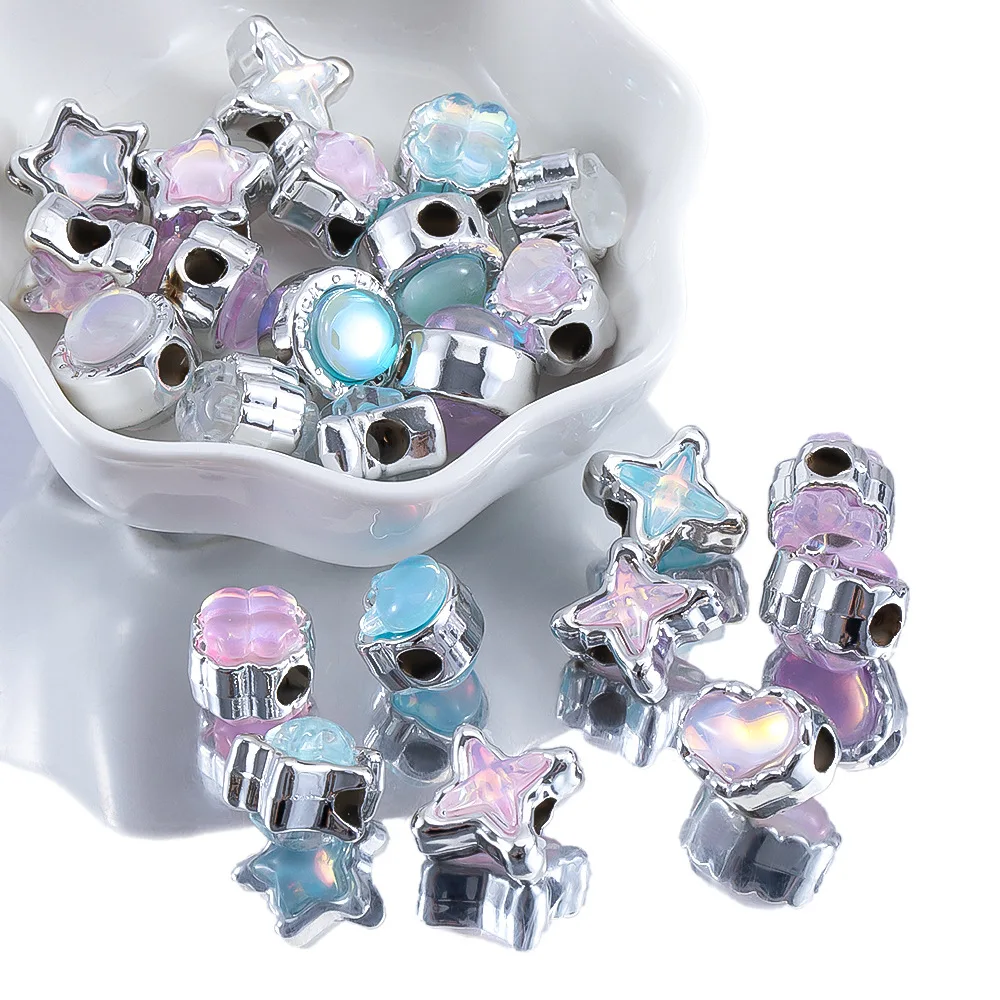 10pcs Dreamy And Hazy Multiple Shape Abs Environmentally Friendly Resin Bead For Diy Earring Necklace Jewelry Accessory Material