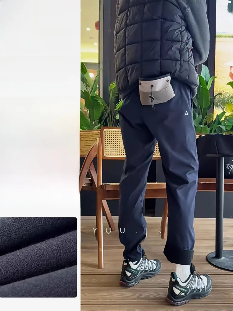 

Мужские водонепроницаемые походные брюки с подкладкой, ветрозащитные, повседневные, прямые, рабочие, с треугольным знаком, для осени и зимы