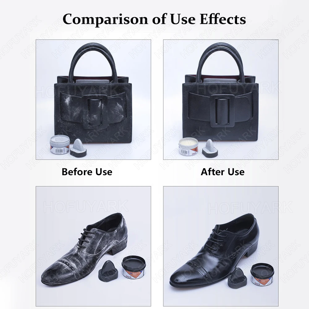 Leather Shoes Care Kit with Sponge Shoe Brush Shoe Cleaning Kit including Shoe Polish Cream for Leather Shoes Bags Maintenance