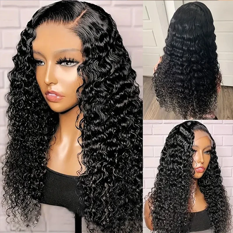 34 inches 250% density curly hd transparent lace frontal human hair wigs for woman 13x4 hd Lace Frontal Human Hair pre-cut wigs