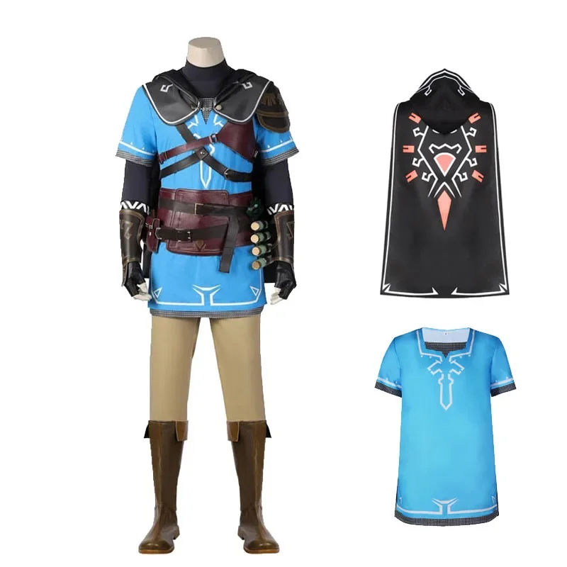 

Zelda: Cosplay Tears Of The Kingdom Link Cosplay Costume Cloak Uniform T-Shirt For Adult Man Halloween Carnival Party Suit