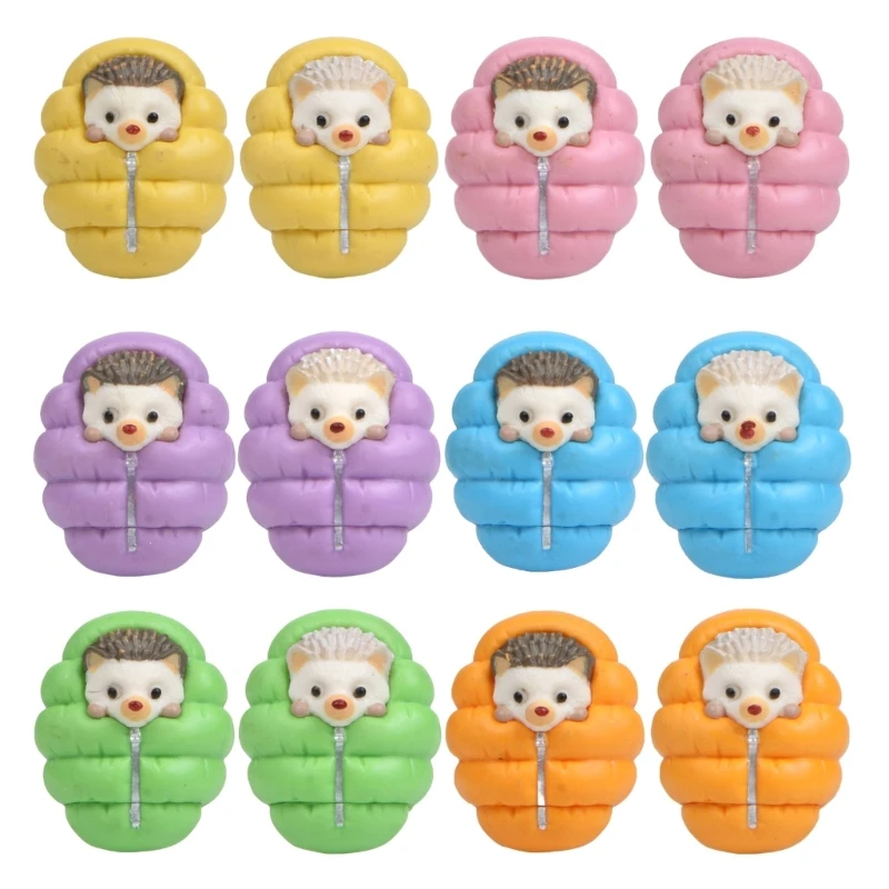 Cartoon Miniature Hedgehog Wrap in Bag Toy Ornament for Nursery Desk Decoration