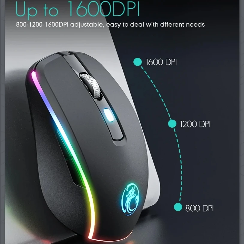 Mouse wireless silenzioso ricaricabile 2.4G/Bluetooth con mouse per computer con clic silenzioso retroilluminato per computer portatile da ufficio domestico