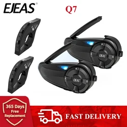 EJEAS Q7 Motorcycle Bluetooth Intercom Walkie Talkie, with 1 Cut 6 ,Moto Headset ,Helmet Interphone for 7 Riders Group Talking