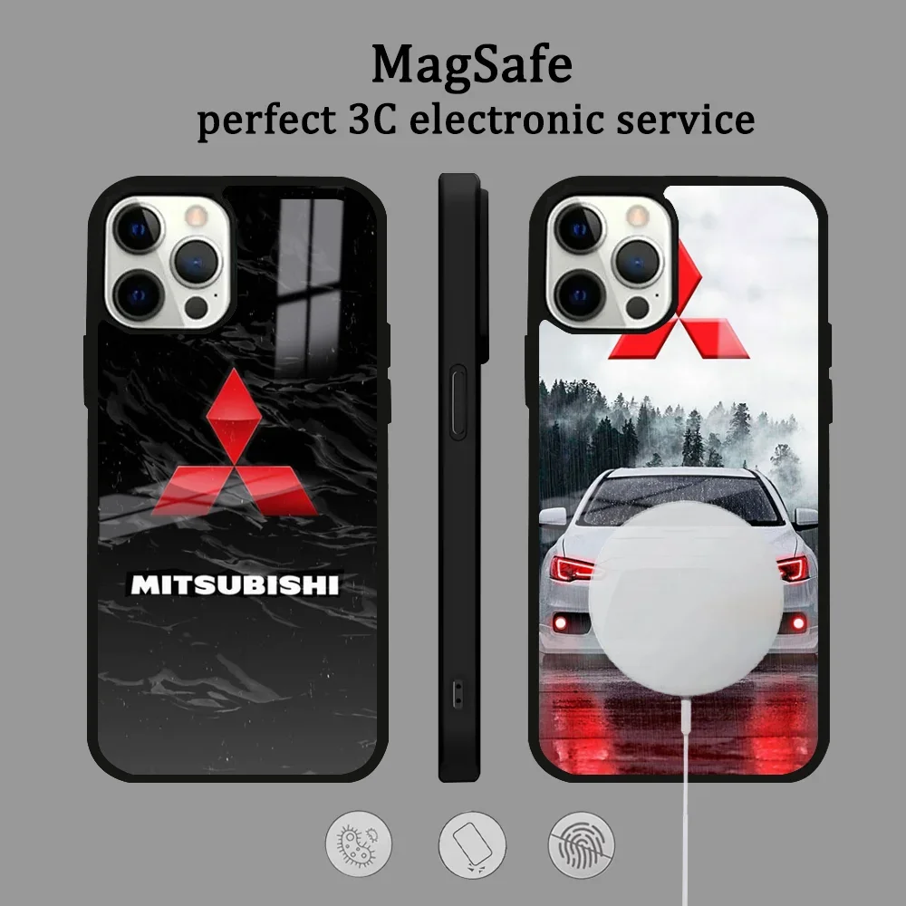 M-Mitsubishi M-Motors Phone Case For IPhone 16 15 14 13 12 11 Pro Max Plus Mini Magsafe Mirror Wireless Magnetic Cover