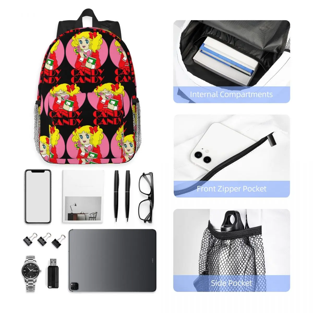 Candy Candy Anime Japan Essential Backpack Hot Sale Daypack Large Capacity Boys Girls BookBag Shoulder Bags Men Women School Bag