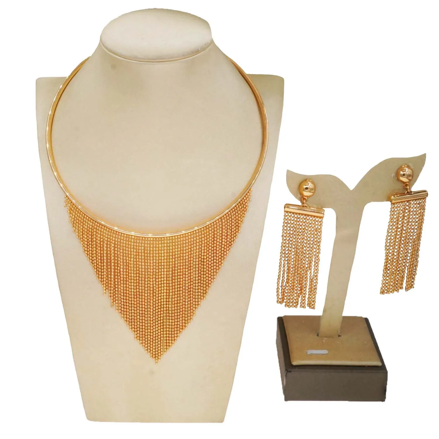 Set di gioielli da donna in due pezzi con nappe, scollo retrò ed elegante, adatto per accessori da festa