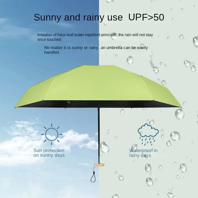 Sunscreen flat five fold umbrella wholesale pocket sun umbrella rain umbrella small and portable ultra light mini umbrella