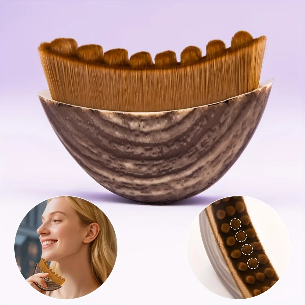 Lymph Contour Facial Brush, Dry Brush for Face, Jawline, and Chin Shaping, Ergonomic Design, Precise Fit to Light Beige