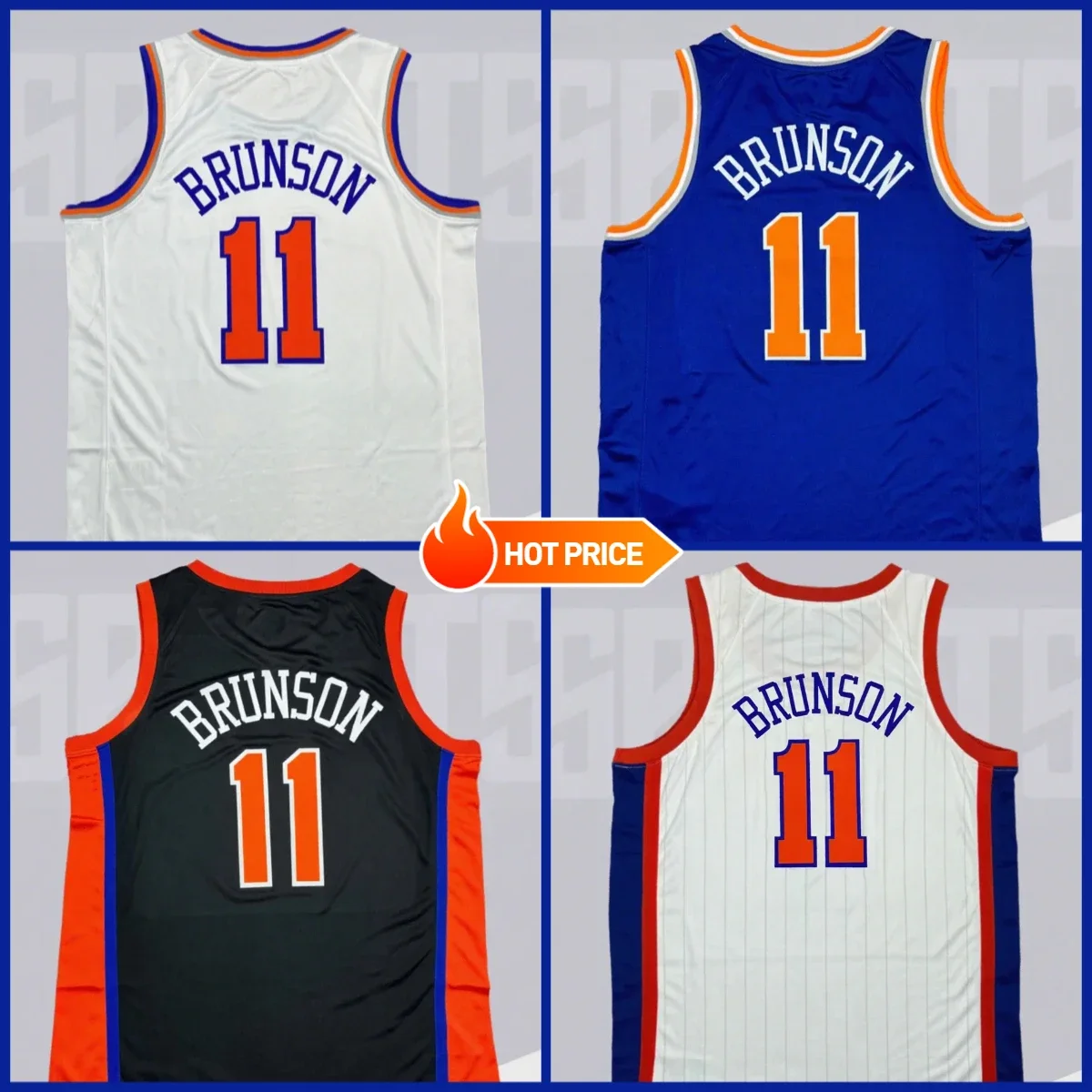 

Knicks No. 11 Brunson Retro City Jersey Chaleco de baloncesto deportivo informal, cómodo y transpirable de secado rápido