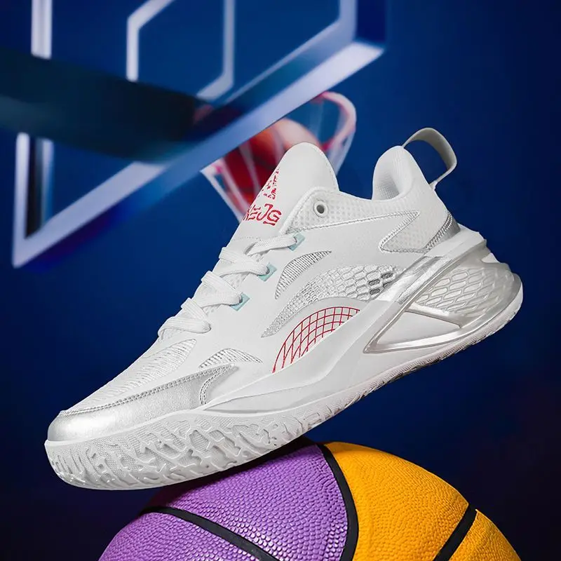 

New spring and summer double training basketball shoes fashion trend non-slip sports shoes 36-45 men's mesh breathable shoes