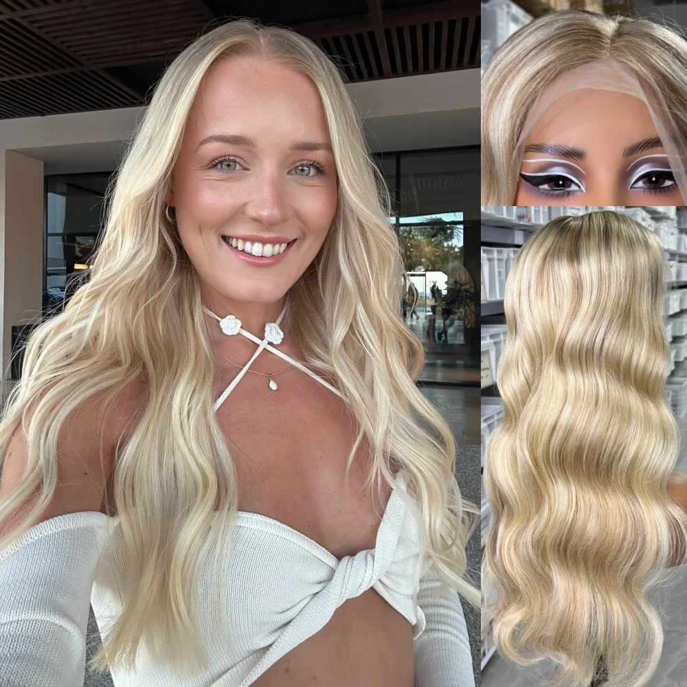 

Millionaire Queen 13x6 Пепельно-русый Ombre 613 Парик 180% Парик из натуральных волос на кружеве спереди с объемной волной Бразильские парики из волос Remy Highlight