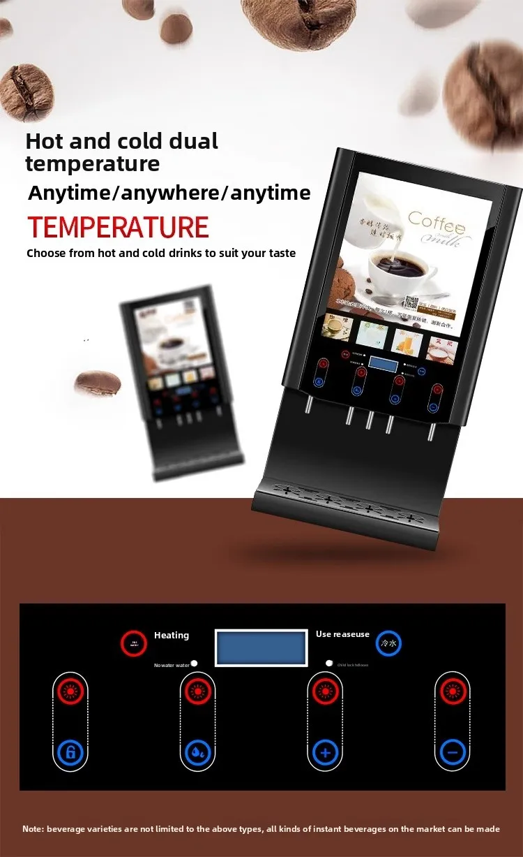 Mesin Kopi Instan Jus Teh Susu Dingin dan Panas Terintegrasi Komersial Sepenuhnya Otomatis