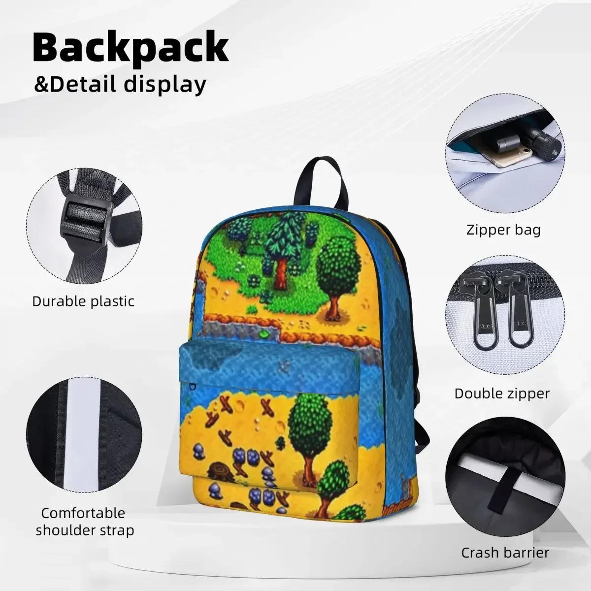 Stardew Valley Farm Map Woman Backpacks Boys Bookbag Waterproof Students School Bags Portability Laptop Rucksack Shoulder Bag