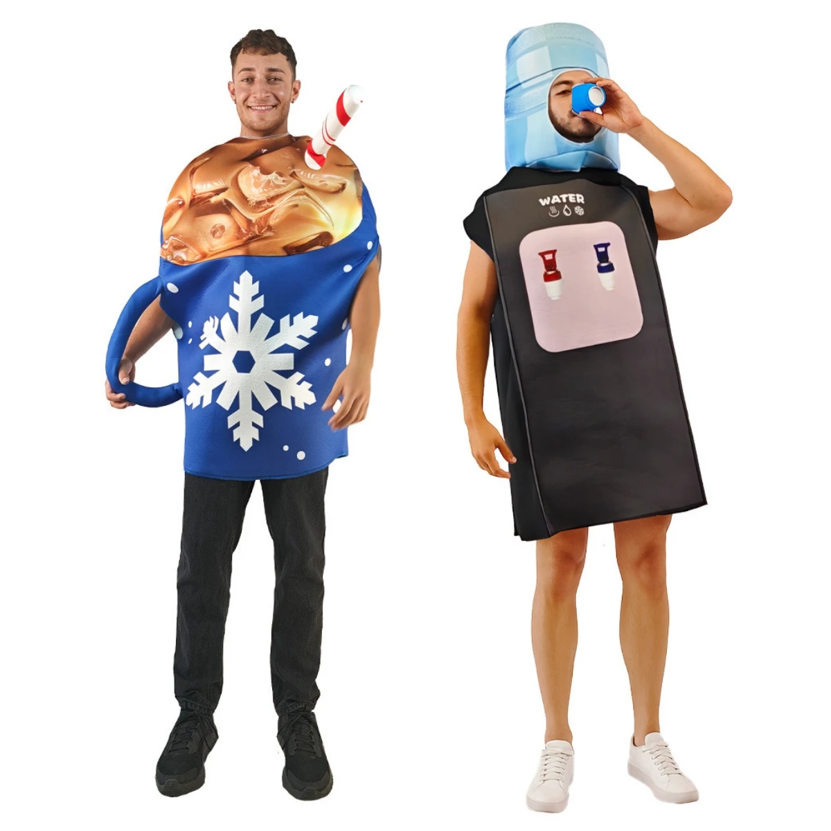أزياء تنكرية ثلاثية الأبعاد للهالوين للرجال والنساء على شكل كوب كوكا كولا وكوب شوكولاتة ساخنة وموزع مياه للعروض المسرحية