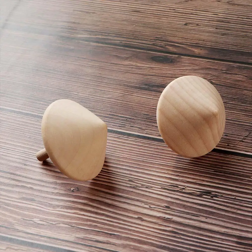 Exquisite Handcraft Wooden Children Kid Rotate Educational Toy Spinning Top Classic Toy