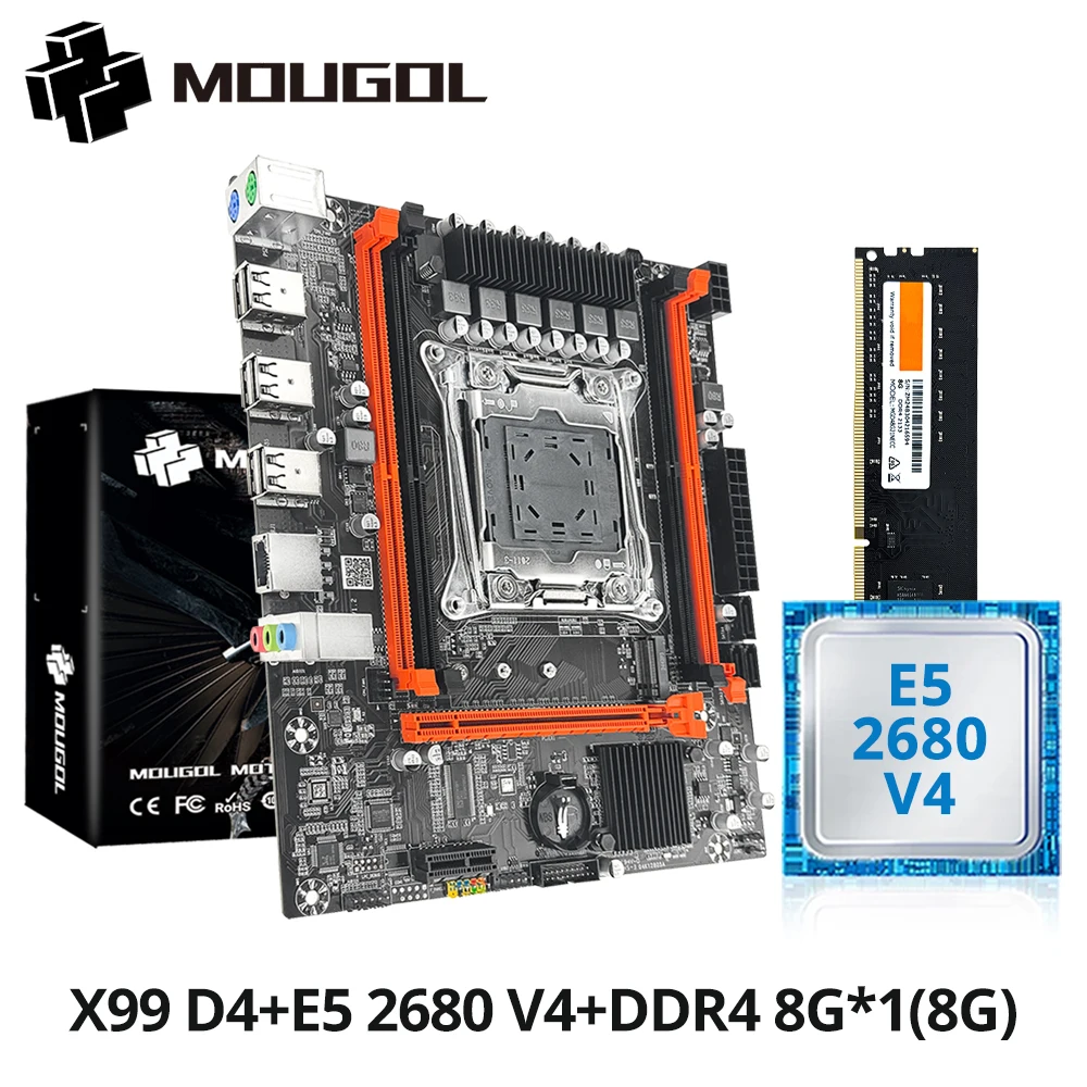 

MOUGOL X99 Gaming Motherboard Kit with Intel Xeon E5 2680 V4 & DDR4 8Gx2 2133MHz Dual Channel ECC RAM M.2 NVME for Desktop PC