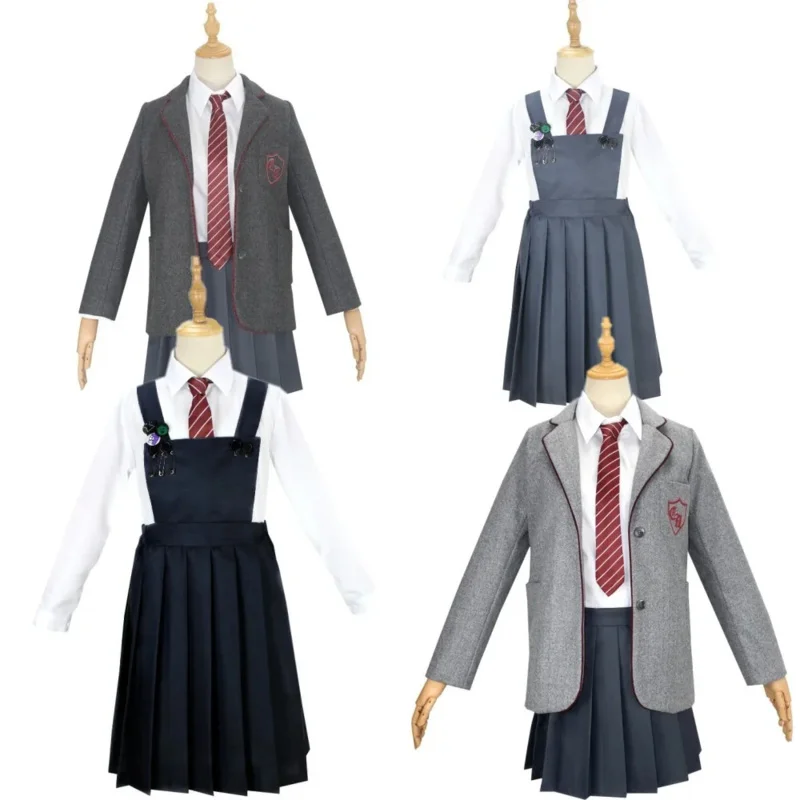 Movie Matilda Cosplay Costume Girls School Uniform Coat Skirt Roald Dahl's Matilda the Musical Halloween Cosplay Outfit for Kids