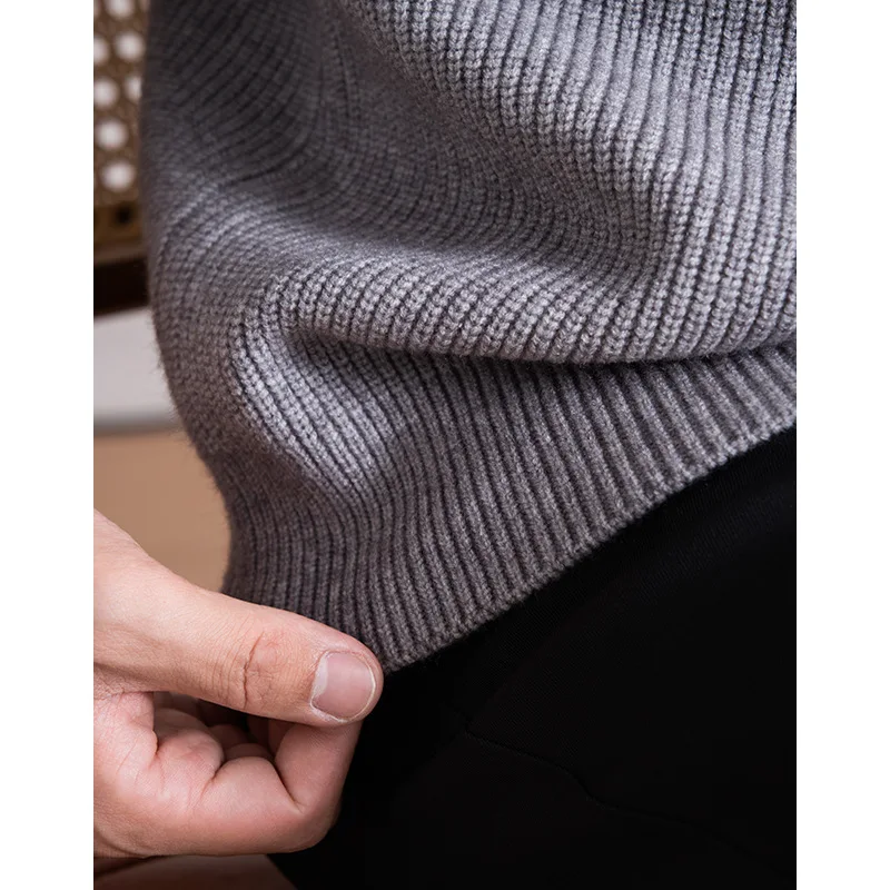 New Fashion Autumn Winter Thickened Collar Men's Sweater Casual Wool Sweater