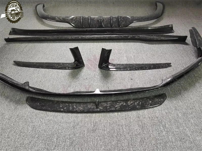 TechAt Style Forged Grain Carbon Fiber Full Body Kit Front Lip Side Skirts Rear Diffuser Rear Spoiler for Porsche 992 Body Kit