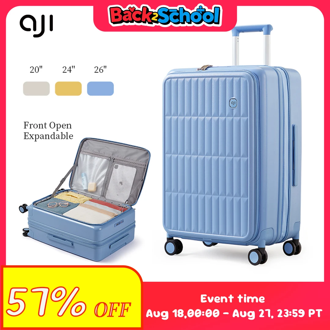 

AJI Women Luggage Travel Suitcase Fashions Side Opening Carry On Luggage Expanding Capacity Trolley Case For Men 20 24 26 Inch