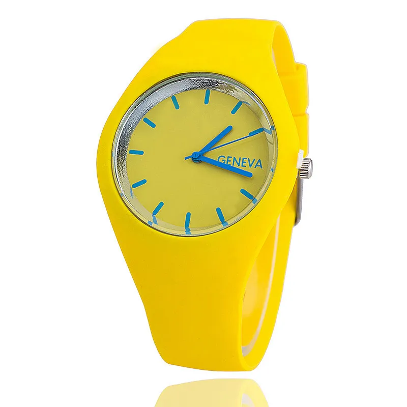 Montre homme femme couleur crème Ultra-mince mode cadeau bracelet en Silicone montre de loisirs genève Sport montre-bracelet femmes gelée montres