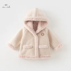 Dave Bella Hoodie for Girls Boy Children's Pink Jackets Warm Fur Cowboy Coat Baby Outerwear Kids Winter Clothes DB4237257