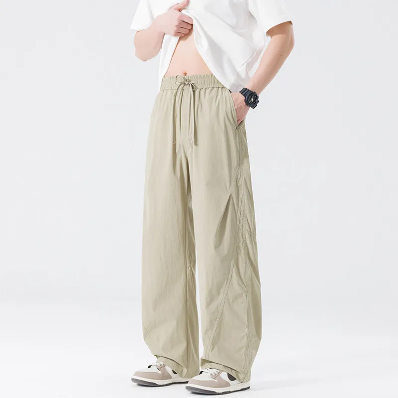 

Мужские повседневные брюки свободного прямого кроя в стиле Old Money, весенне-летне-осенние, модные, в стиле милитари, парашютные штаны