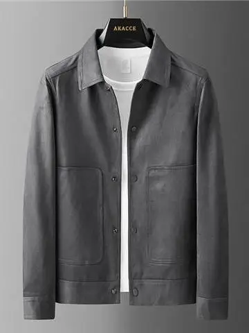 

Casual Faionable Pure Color Men's Jaet Spring Autumn New Sle Ele Collar Coat Youthful ular Polyester Fiber