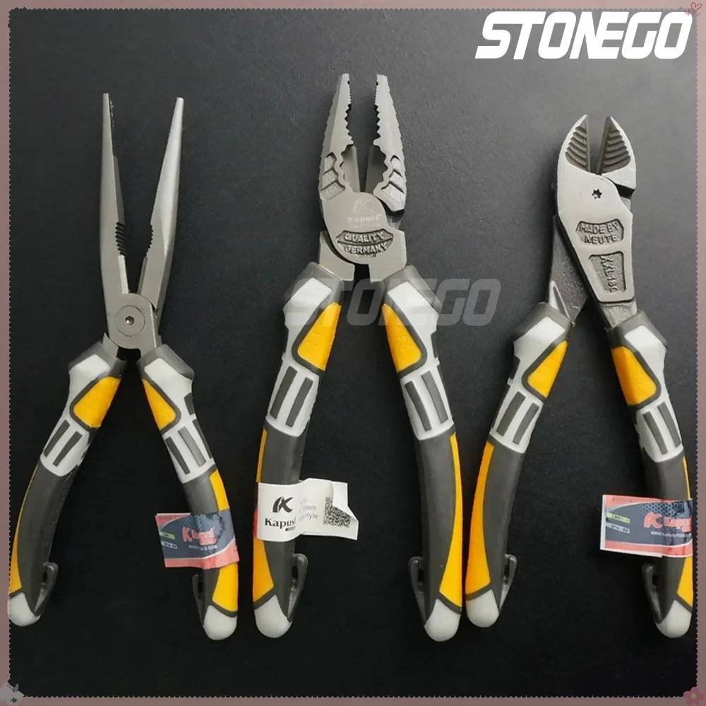 

STONEGO Insulated Electrician Pliers Wire Stripping Crimping Cutter Durable Nickel-Chrome Hand Tool