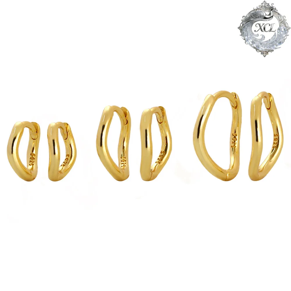 

XCL 100% 925 Sterling Silver Irregular Wave Hoop Earrings - Women's Luxury Circle Earrings Wedding Party Jewelry, Elegant Aretes