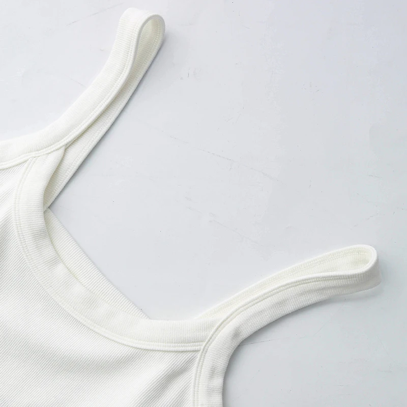 Gestrickte Baumwolle Frauen Rohr Top Stretchy Rippen Ärmellose Streetwear Schlank Weiß Crop Tops Sexy Sommer Tops Cami Femme – Detail 9