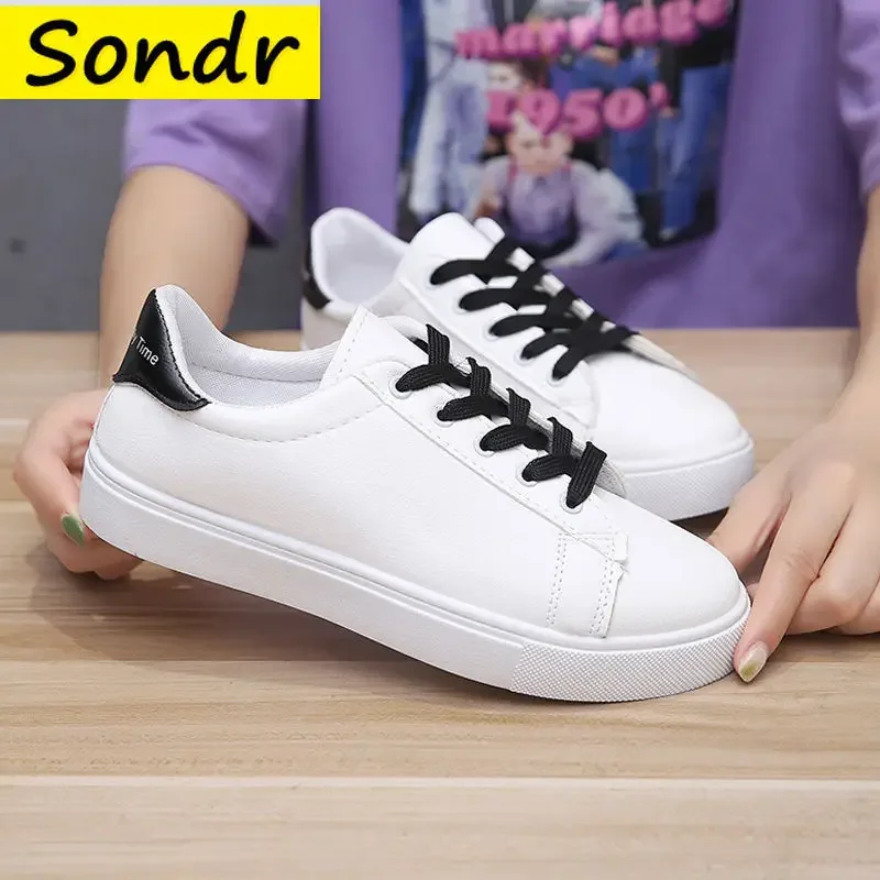 Women Casual Shoes New Spring Woman Shoes Fashion White Sneakers Breathable Lace-Up Women Sneakers Platform Flats Shoes