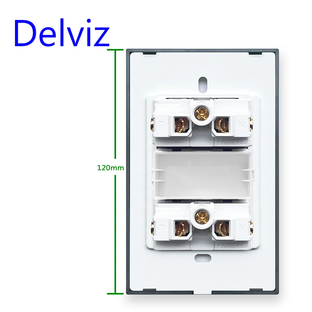 Delviz Brazil Standard Power Outlet,10A/20A 2 Pins hole AC 110V~250V,120mm*72mm Crystal Glass Panel,BR Electric plug Wall Socket